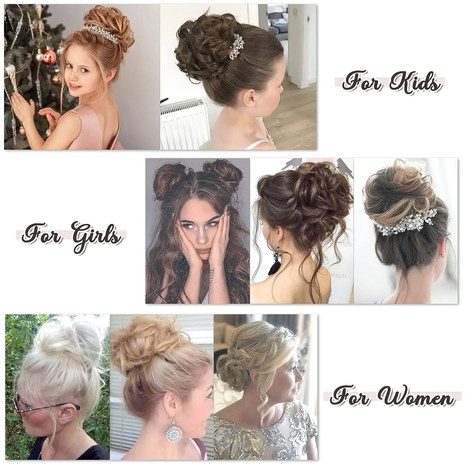 Synthetic 1Pcs Messy Hair Bun Hair Pieces Curly Wavy Off Hair Bun Scrunchies Extensions Tousled Updo Hairpieces for Women Girls