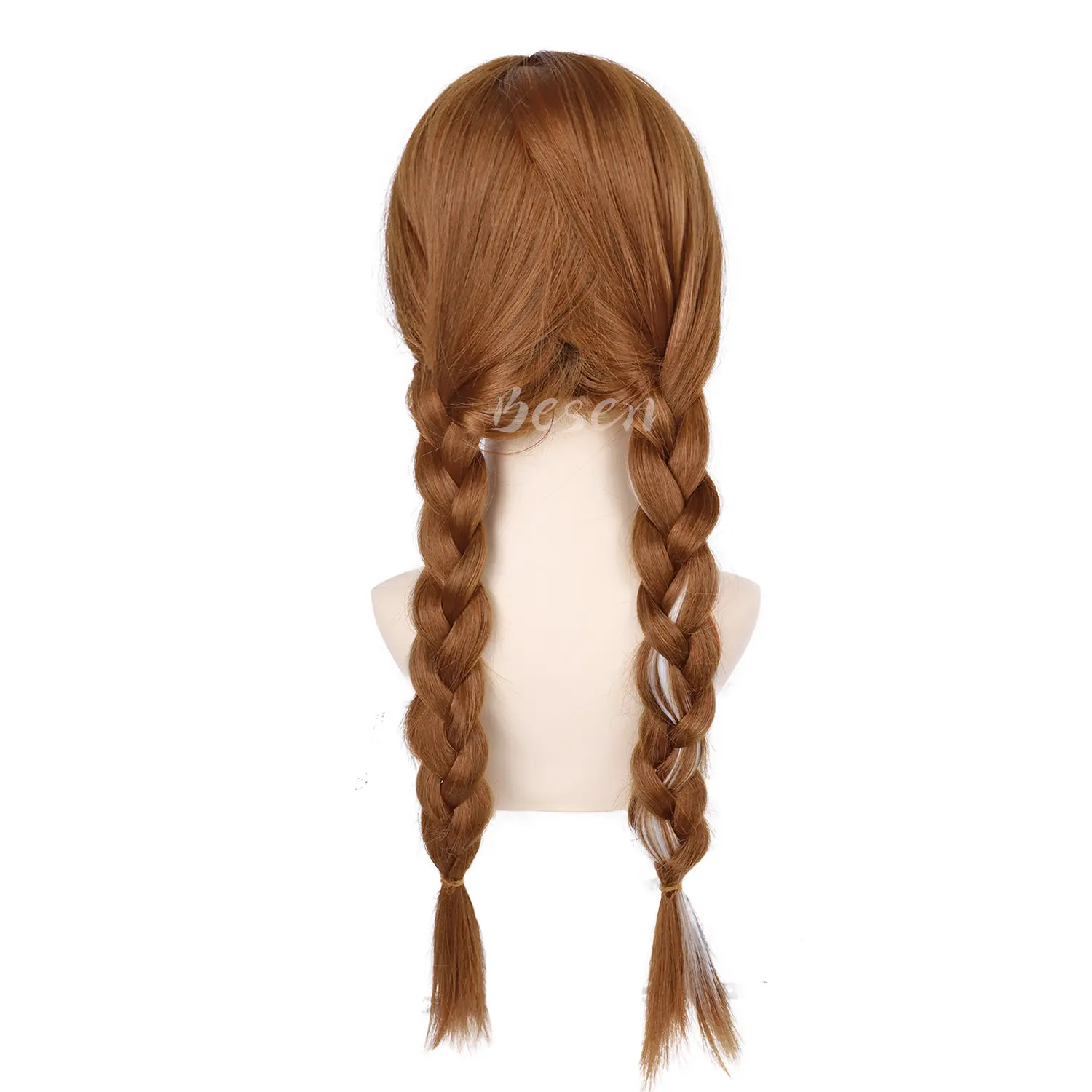 Synthetic Long Braided Brown Wigs with Bangs for Girls Anna Princess Wig Anime Cosplay Briad Wig for Halloween Christmas Party