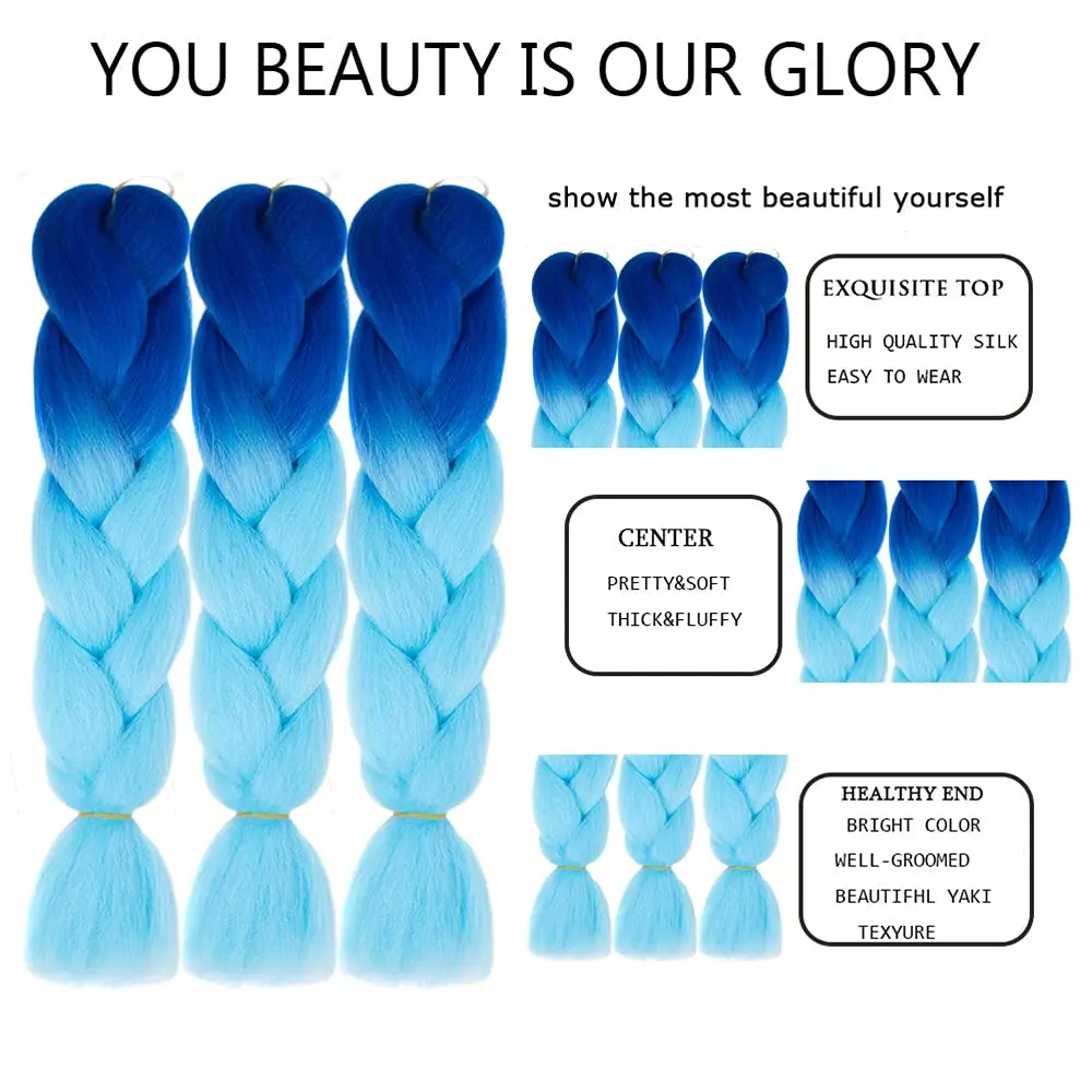 Synthetic 24inch 100g 1Pcs Jumbo Braiding Hair Ombre Braiding Hair High Temperature Synthetic Crochet Braids Hair Extensions