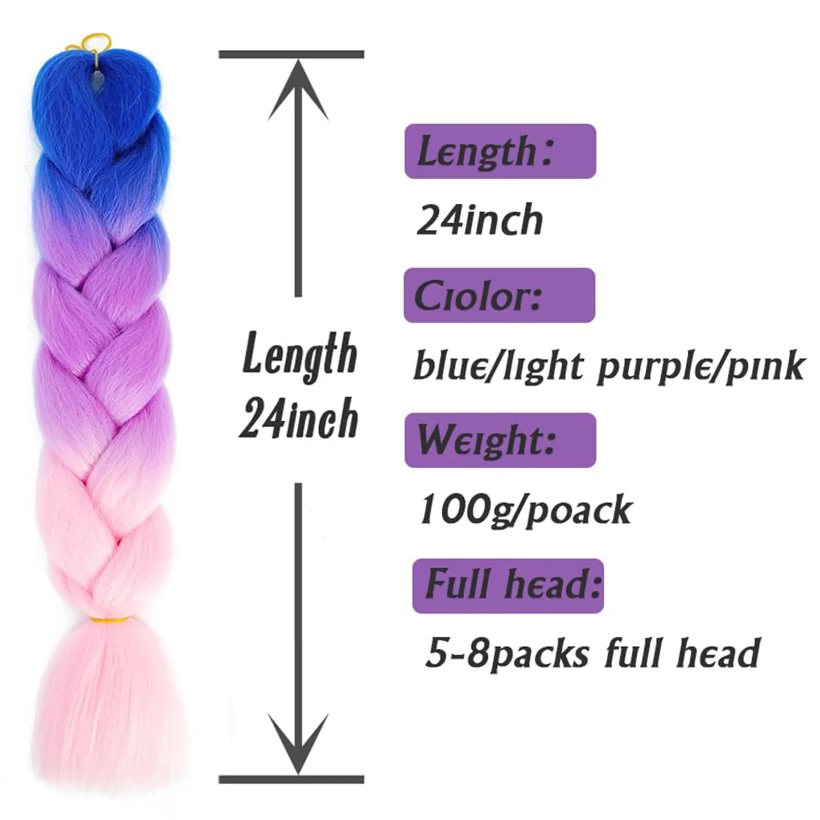 Synthetic 1Pcs 24inch 100g Jumbo Braiding Hair Extension Jumbo Braiding Hair Profession Nature Hair Extensions for Braids