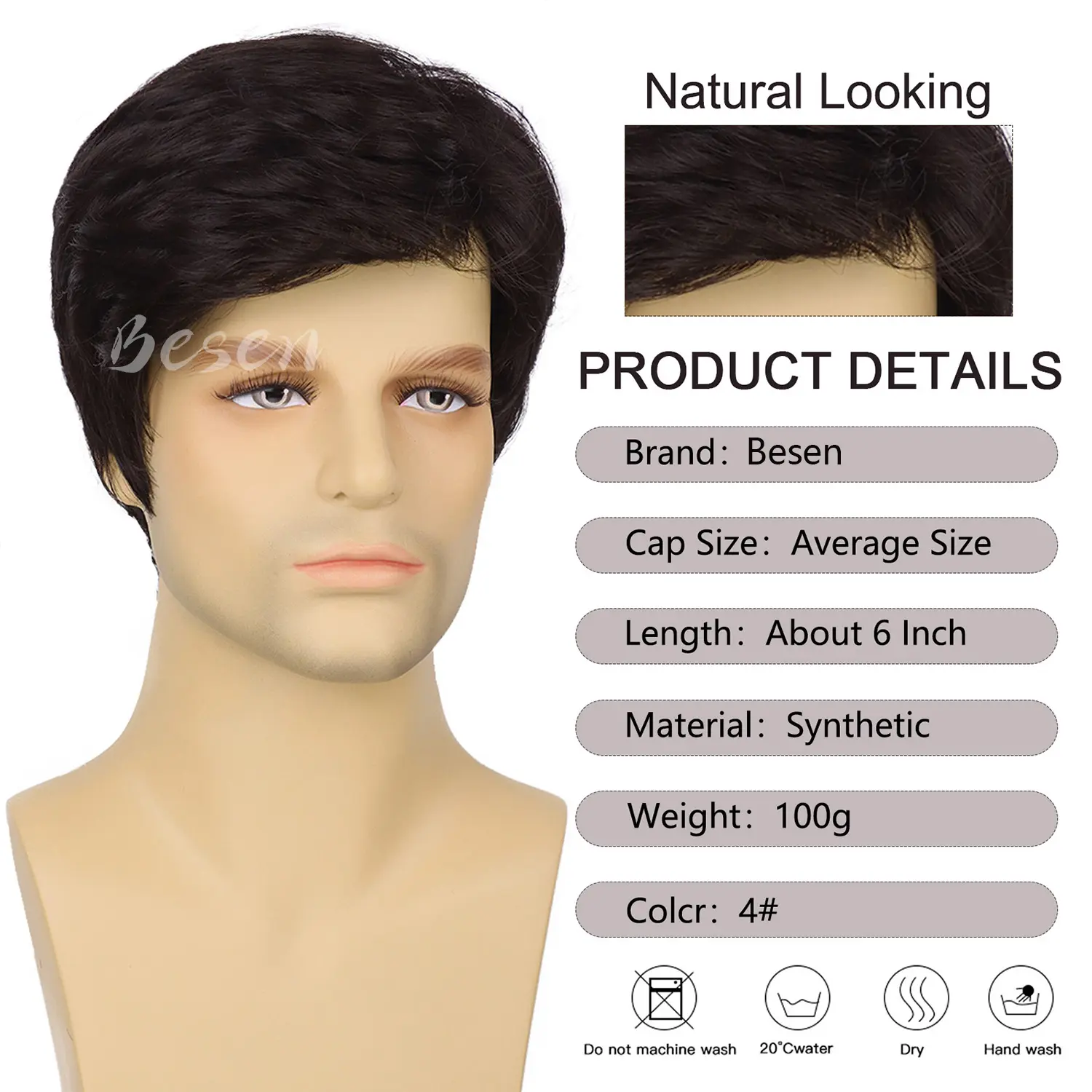 Synthetic Short Curly Wigs for Men Heat Resistant Natural Looking Synthetic Costume Wig Halloween and Daily Party Use