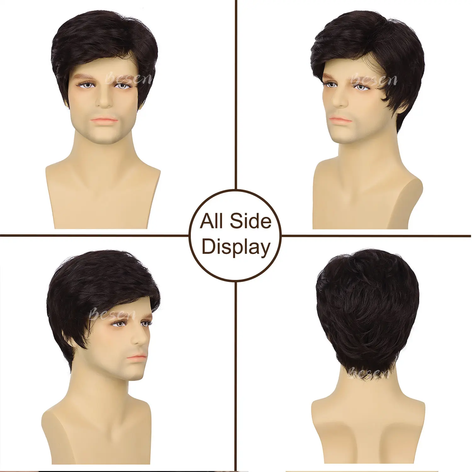 Synthetic Short Curly Wigs for Men Heat Resistant Natural Looking Synthetic Costume Wig Halloween and Daily Party Use
