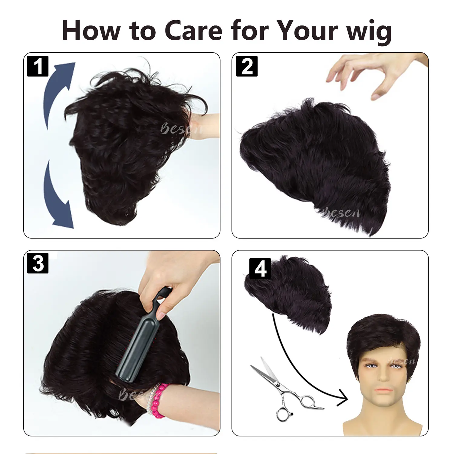 Synthetic Short Curly Wigs for Men Heat Resistant Natural Looking Synthetic Costume Wig Halloween and Daily Party Use