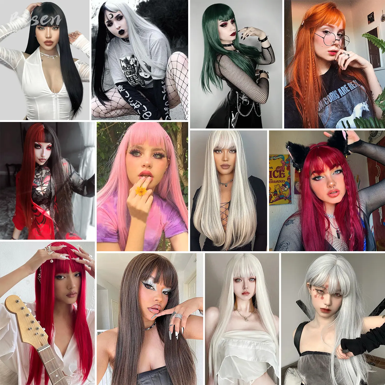 Synthetic Long Wigs for Women Girls Long Straight Wigs Heat Resistant Colorful Wigs for Cosplay Halloween Costume Party Use