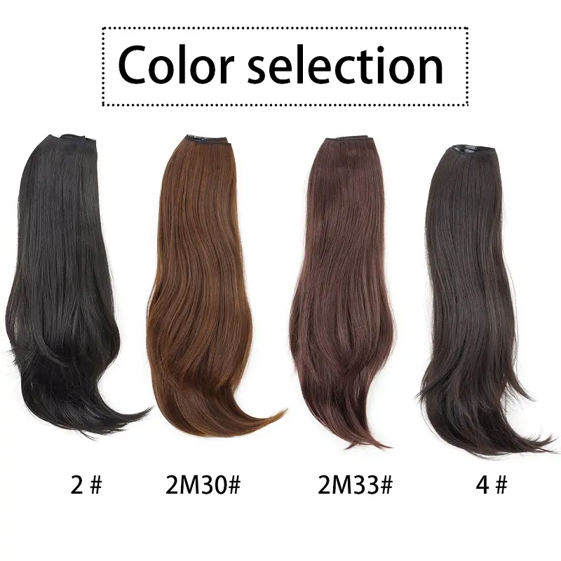 16Inch Synthetic V-shaped Long Straight Layered Hair Extension Black Brown Fluffy Top Increase Hair Volume Hairpiece for Women