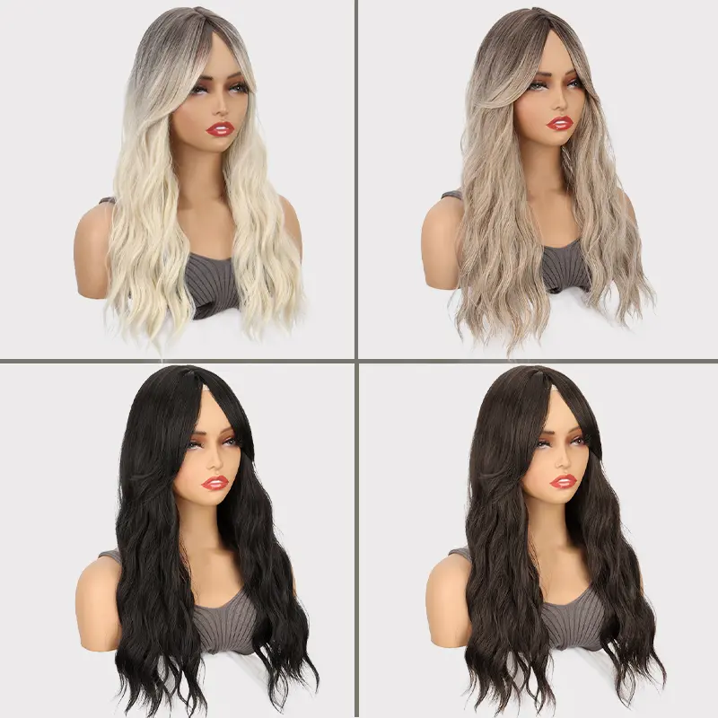 Synthetic Long Wave Hair Topper for Women 22Inch Long Curly Hairpiece With Side Bangs 360° 3D Toppers For Thinning Hair
