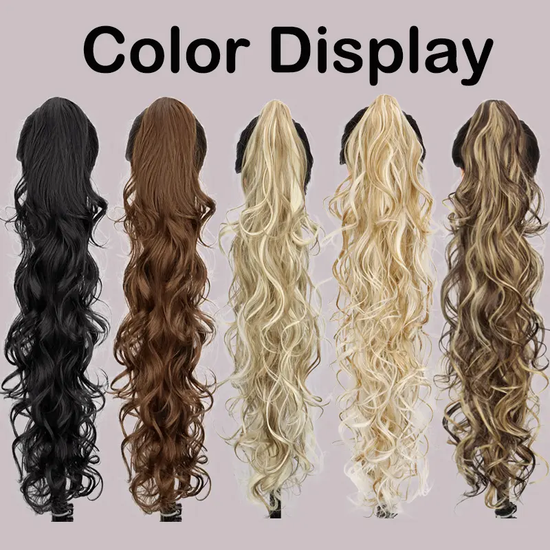 30Inch Synthetic Long Curly Ponytail Hair Extension Heat Resistant Synthetic Fiber Soft Fulffy  Hairpiece for Daily Use
