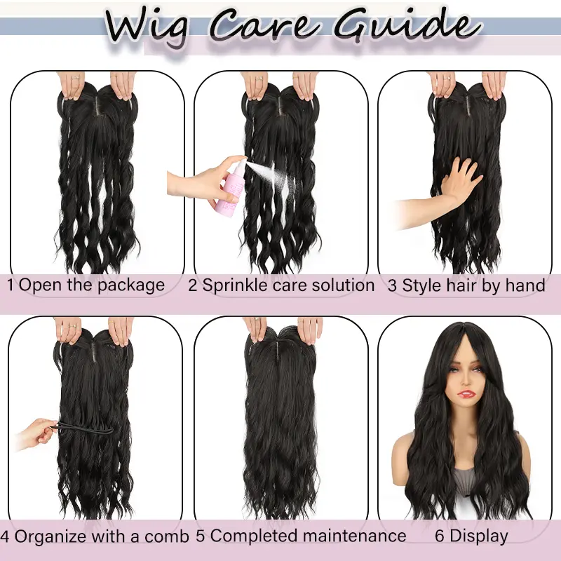Synthetic Long Wave Hair Topper for Women 22Inch Long Curly Hairpiece With Side Bangs 360° 3D Toppers For Thinning Hair