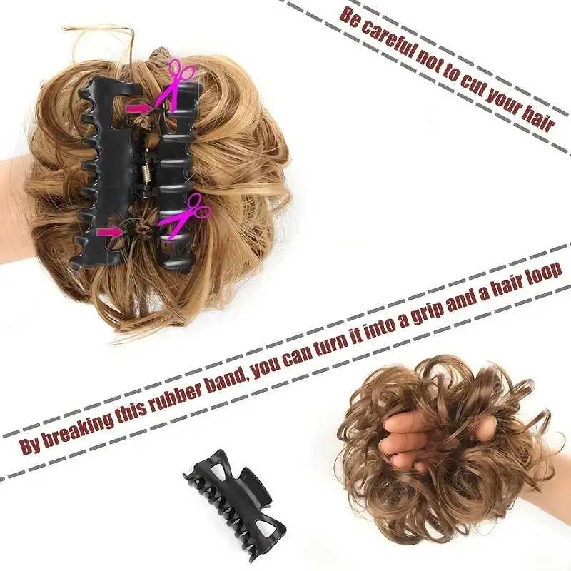 Synthetic Short Curly Messy Hair Bun Claw Clip in Hair Extension Hair Chignon Hairpiece for Women