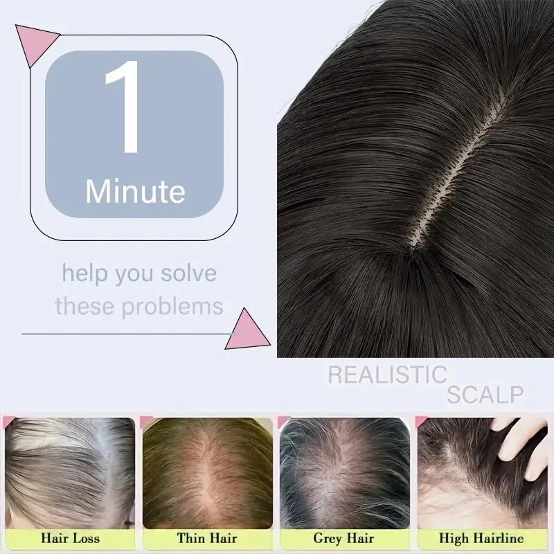 Synthetic Long Wave Hair Topper for Women 22Inch Long Curly Hairpiece With Side Bangs 360° 3D Toppers For Thinning Hair