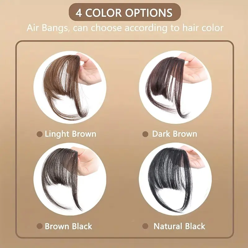 Easy Clip-In Wispy Bangs with Temples Black Short Straight Synthetic Hairpieces for Women & Girls Hair Accessories