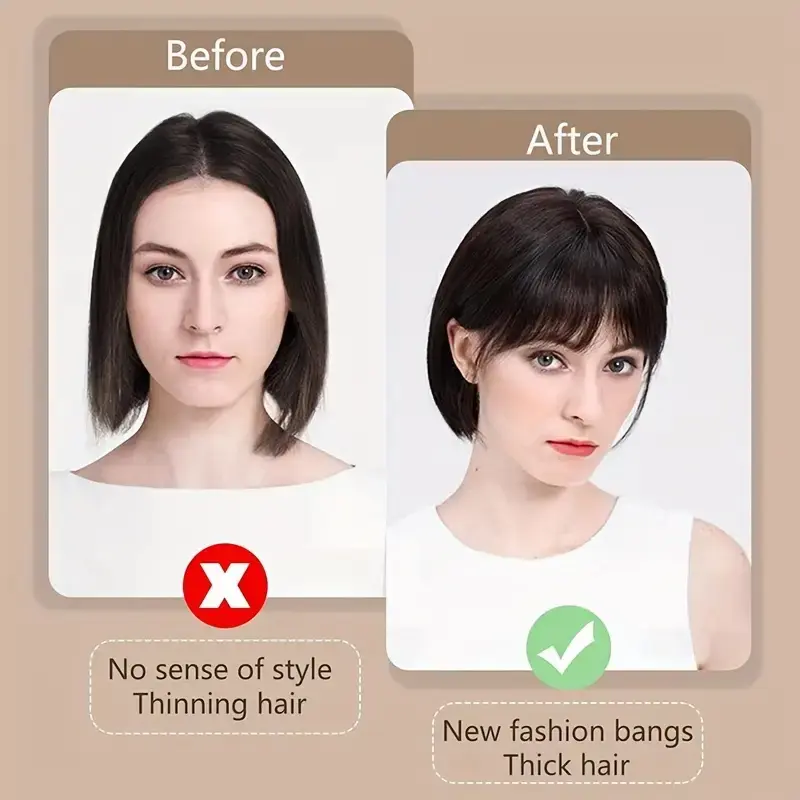 Easy Clip-In Wispy Bangs with Temples Black Short Straight Synthetic Hairpieces for Women & Girls Hair Accessories