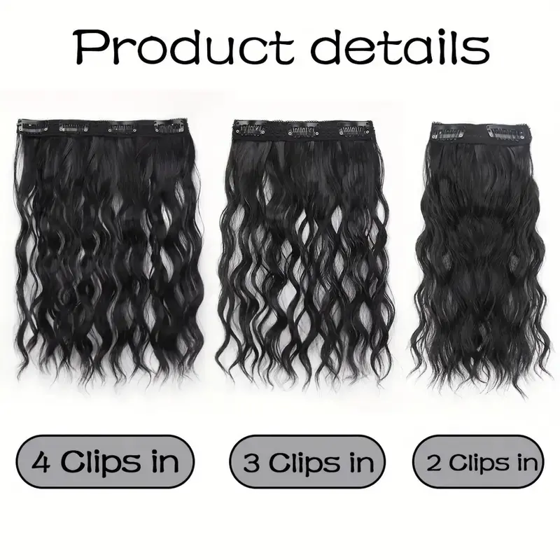 12Inch Synthetic 4pcs Short  Wave Curly Fluffy Thick Hair Extension Clip in Black Blonde Hairpiece for Women