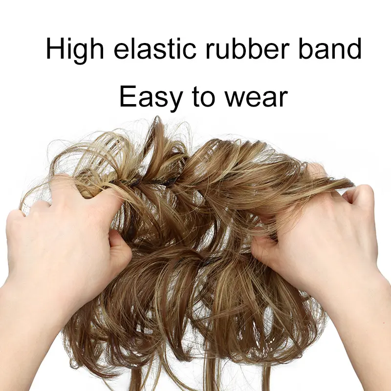 Synthetic Hair Bun Piece With Straight Tails Messy Bun Hair Piece Curly Hair Bun Extensions Ponytail Hairpieces for Women