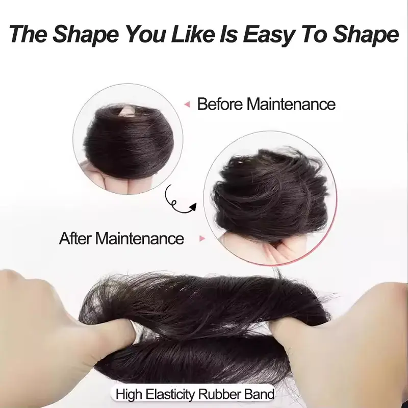Synthetic Messy Bun Hair Piece Chignon Extension Mini Rubber Band Hair Bun Scrunchies Donut Hair Accessory Easy to Wear