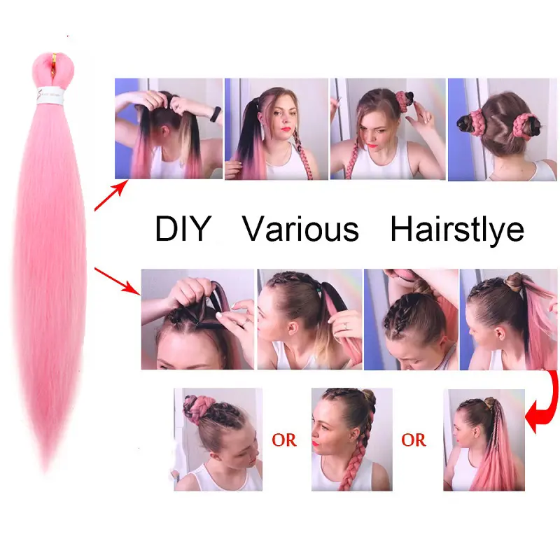 20Inch Synthetic Pre Stretched Braiding Hair Extension Low Temperature DIY Style Yaki Straight Hair Extension for Women