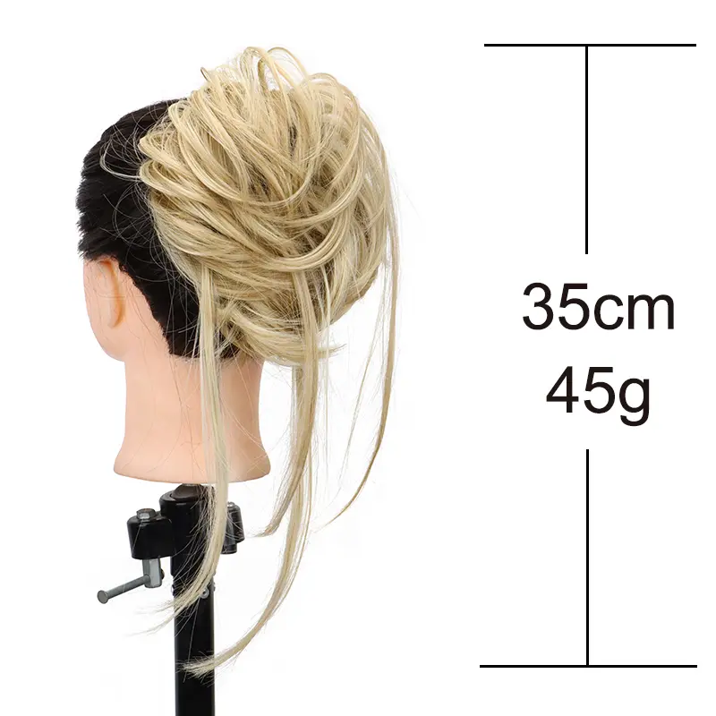 Synthetic Hair Bun Piece With Straight Tails Messy Bun Hair Piece Curly Hair Bun Extensions Ponytail Hairpieces for Women