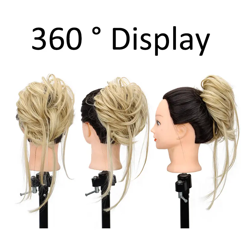 Synthetic Hair Bun Piece With Straight Tails Messy Bun Hair Piece Curly Hair Bun Extensions Ponytail Hairpieces for Women