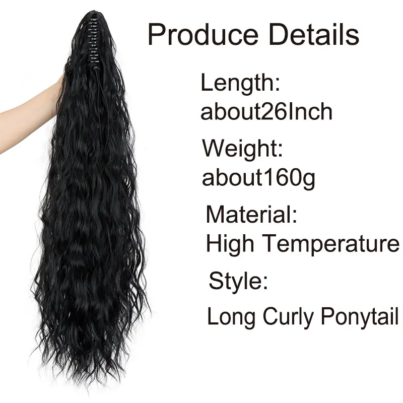 26Inch Claw In Ponytail Hair Extensions for Women Wavy Curly Hair Heat Resistant Synthetic Wigs  Afro Curls Hair Accessories