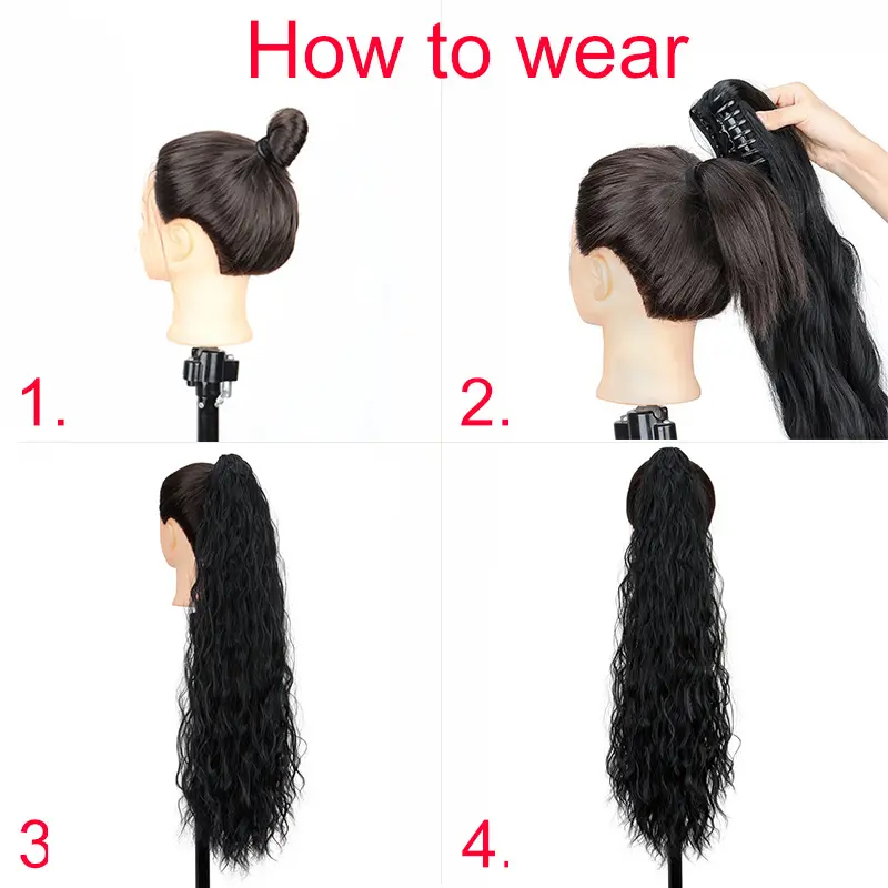 26Inch Claw In Ponytail Hair Extensions for Women Wavy Curly Hair Heat Resistant Synthetic Wigs  Afro Curls Hair Accessories