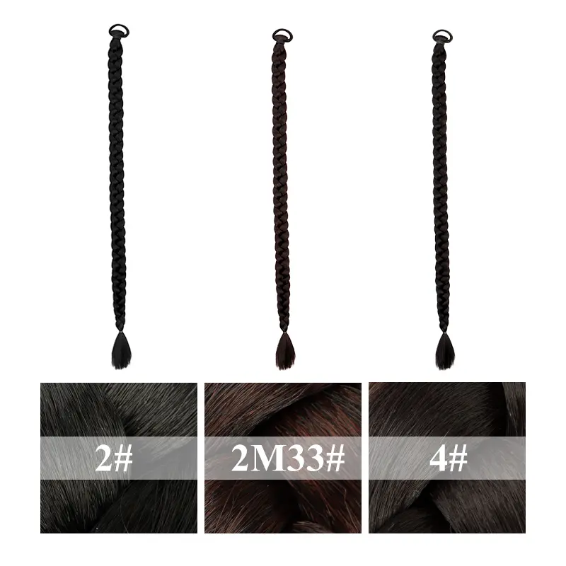 2pcs Synthetic Long Straight Braid Ponytail Rubber Band Boxing Braided Hair Extensions for Women Daily Use Hair  Accessories