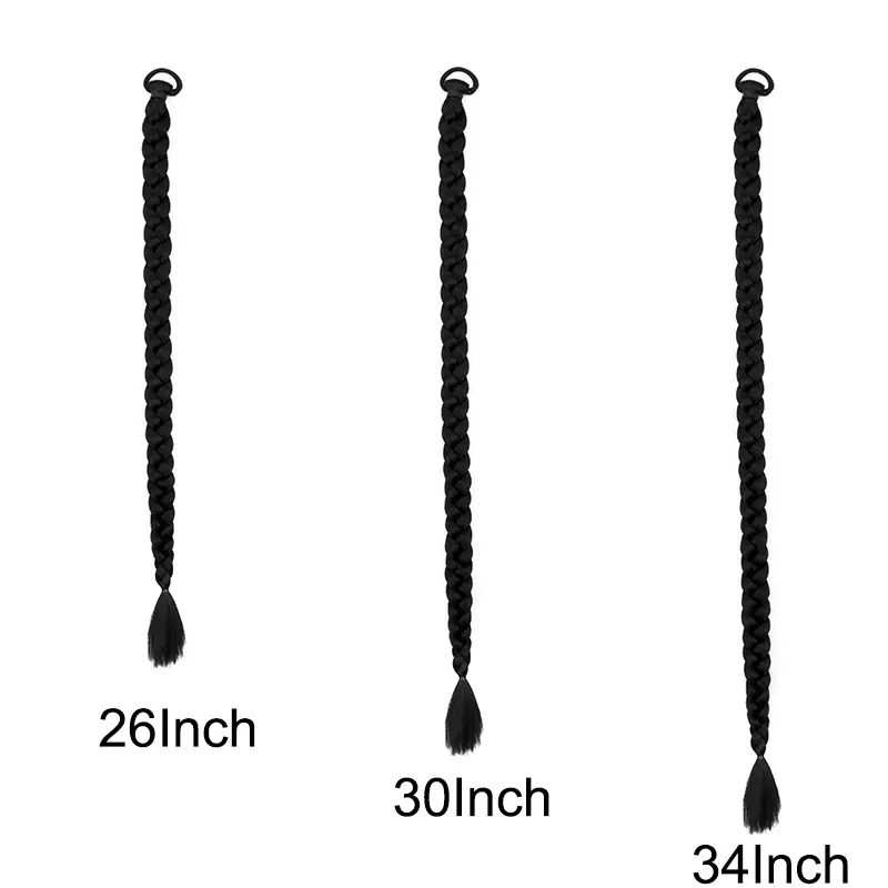 2pcs Synthetic Long Straight Braid Ponytail Rubber Band Boxing Braided Hair Extensions for Women Daily Use Hair  Accessories