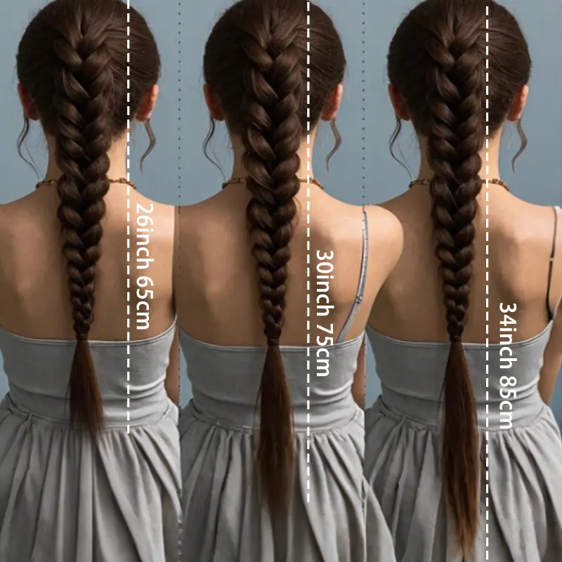 2pcs Synthetic Long Straight Braid Ponytail Rubber Band Boxing Braided Hair Extensions for Women Daily Use Hair  Accessories