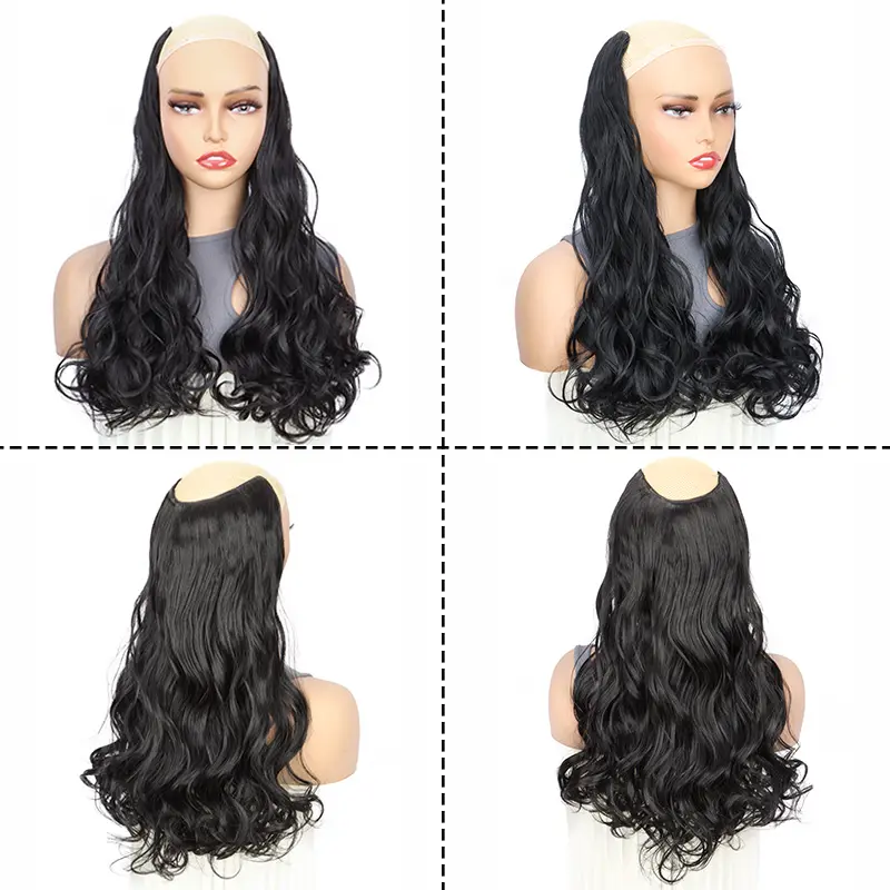 Synthetic One Piece Hair Extensions 4 Clip Invisible 20Inch Long Curly Wave Hairpiece for Women Hair Accessories
