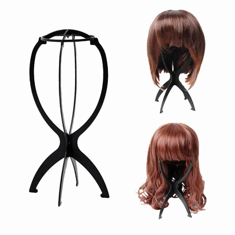 1pcs Folding Wig Stand Holder Plastic Adjustable Portable Barbershop Fashion Model Display Holder Black Blue White Rose Colors