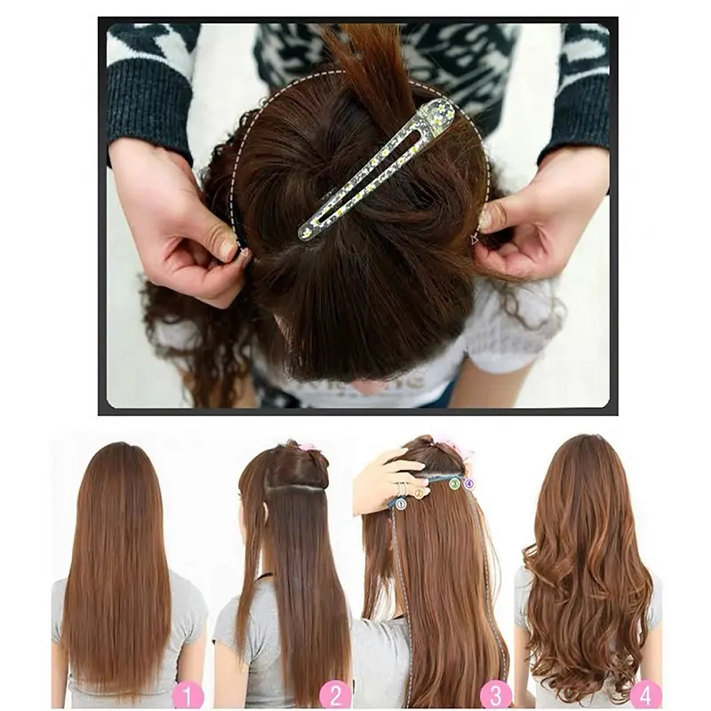 Synthetic One Piece Hair Extensions 4 Clip Invisible 20Inch Long Curly Wave Hairpiece for Women Hair Accessories