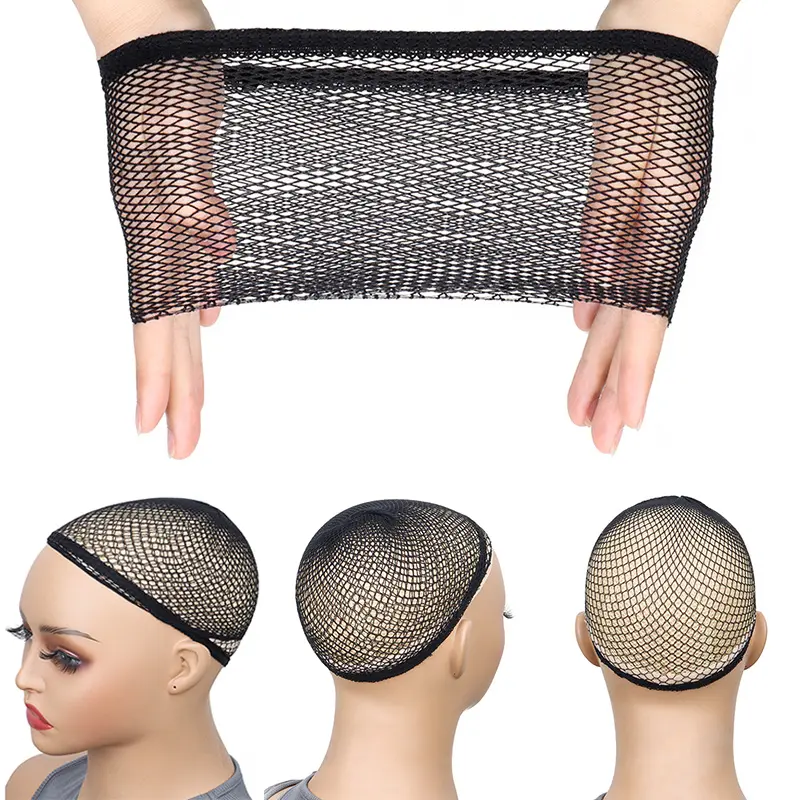 Wig Cap Stretchable Elastic Black Hair Net Stretch Open Ended Fishnet Wig Net Breathable Mesh Cap for Wig Hair Accessories