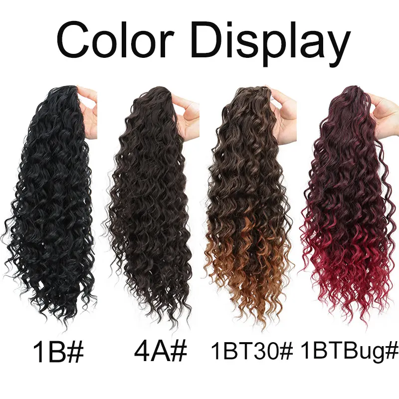 18Inch Long Water Wave Ponytail Extension for Women Drawstring Clip-in Synthetic Fiber Easy Fashionable Hair Accessories