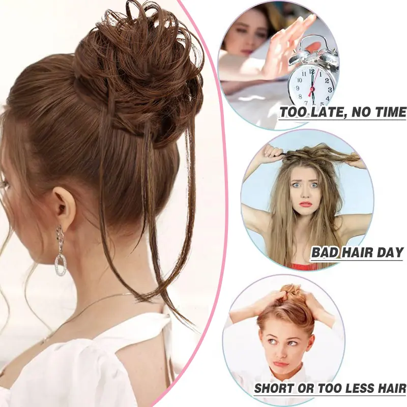 Synthetic Elegant Tassel Hair Bun for Women Messy Fluffy Easy to Style Elastic Band Versatile Various Occasions Hair Accessories