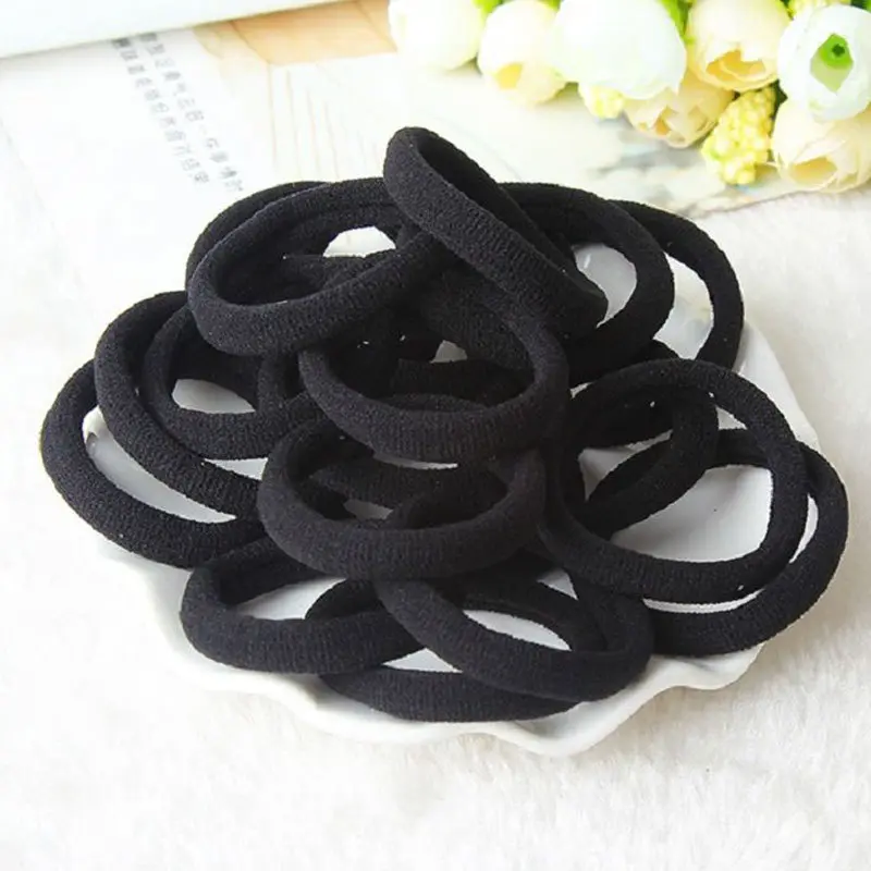 50pcs Black Hair Ties for Women Girls Seamless Thick Black Hair Band Elastic Hair Ties No Damage Ponytail Holder Hair Accessorie