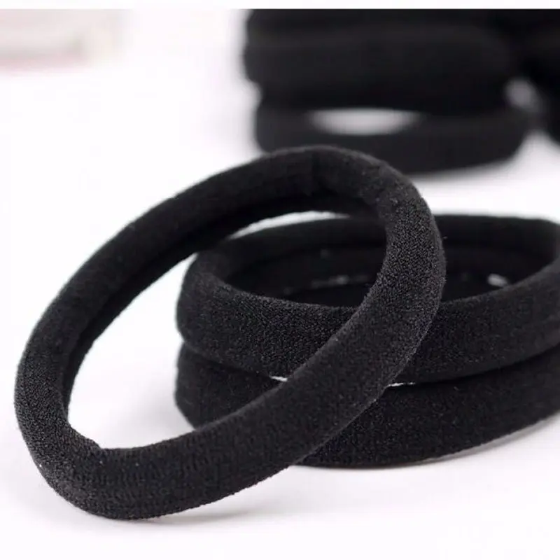 50pcs Black Hair Ties for Women Girls Seamless Thick Black Hair Band Elastic Hair Ties No Damage Ponytail Holder Hair Accessorie