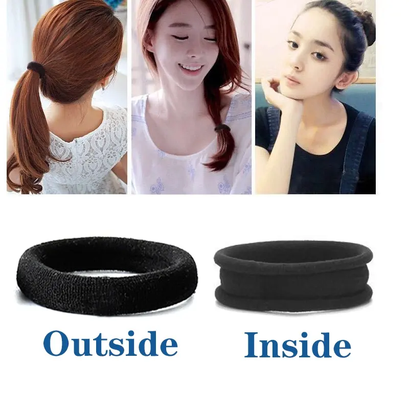 50pcs Black Hair Ties for Women Girls Seamless Thick Black Hair Band Elastic Hair Ties No Damage Ponytail Holder Hair Accessorie