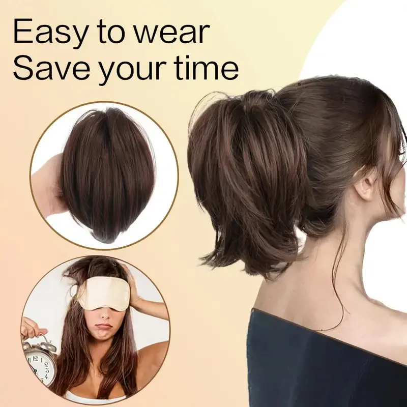 Synthetic Short Curly Claw Clip in Straight Circle Ponytail Hair Extension Easy to Style Women Hair Accessories