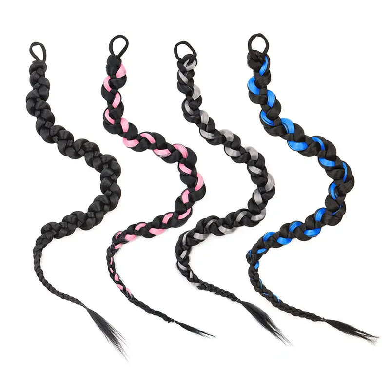 2pcs Synthetic Wig Women Long Ponytail Braid Boxing Twists Braid Sweet Cool Girl Hot Girl Hairpiece Fashion Hair  Accessories
