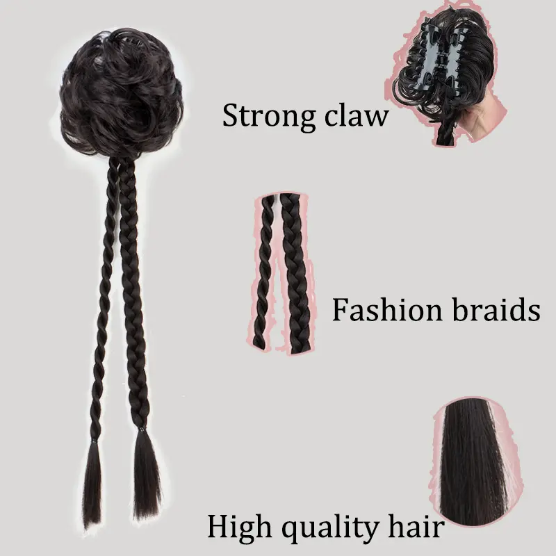 Synthetic Wig Braid Female Claw Ponytail Braid Half Tied High Pony Tail Hair Accessories Twists Braid Boxing Braid for Women