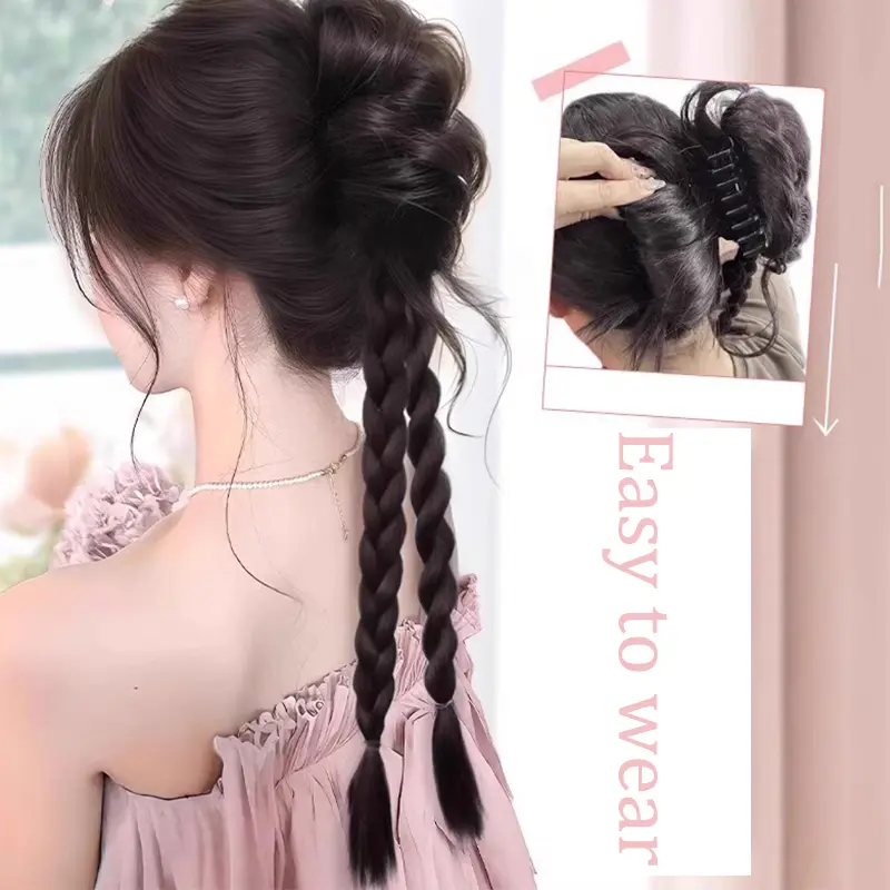 Synthetic Wig Braid Female Claw Ponytail Braid Half Tied High Pony Tail Hair Accessories Twists Braid Boxing Braid for Women