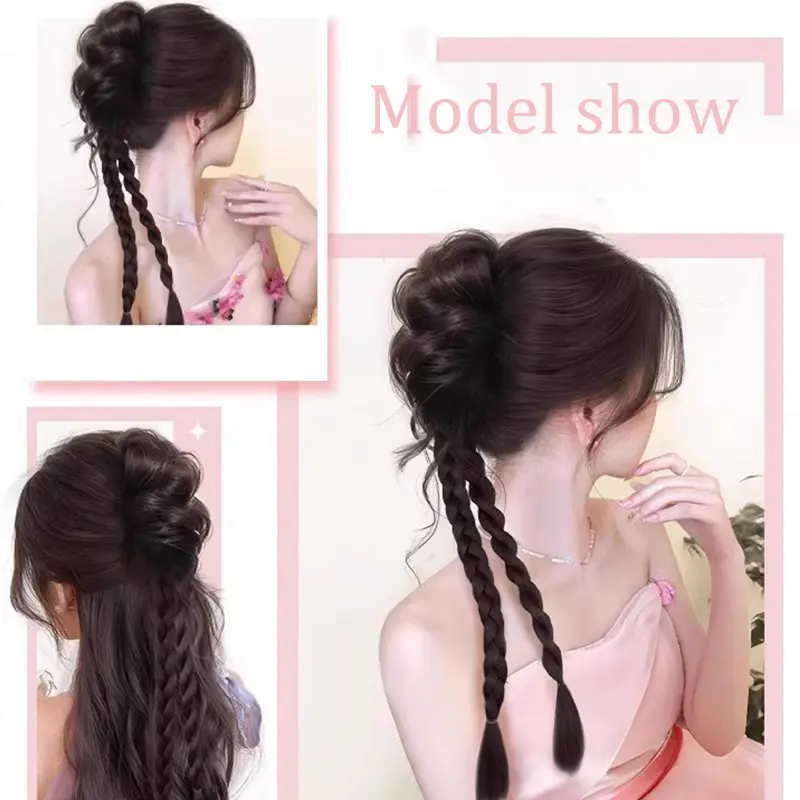 Synthetic Wig Braid Female Claw Ponytail Braid Half Tied High Pony Tail Hair Accessories Twists Braid Boxing Braid for Women