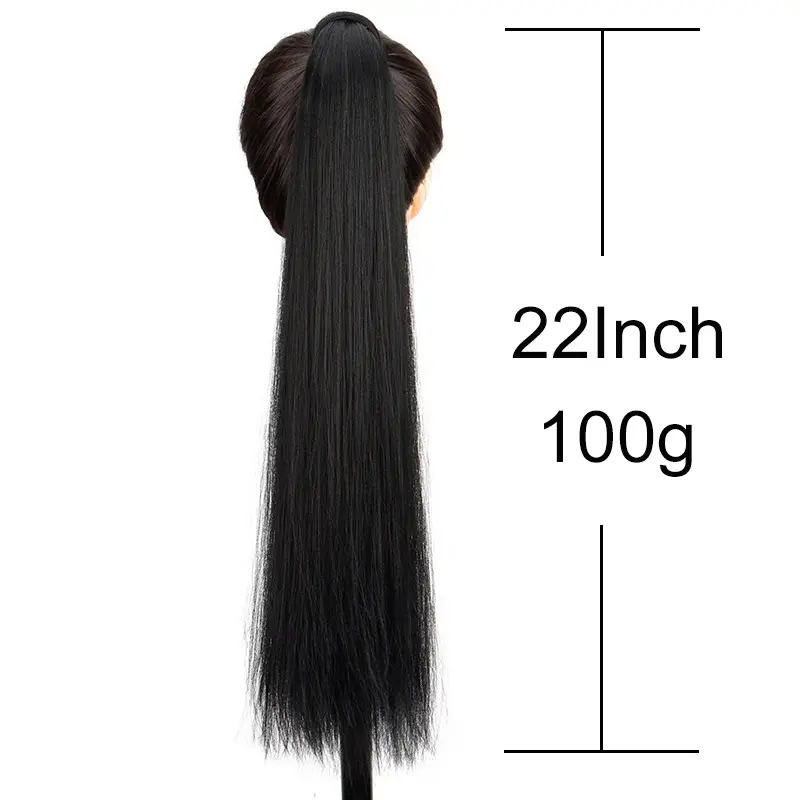 22Inch Long Straight Synthetic Ponytail Hair Extension With Elastic DIY Braid Hairpiece for Women