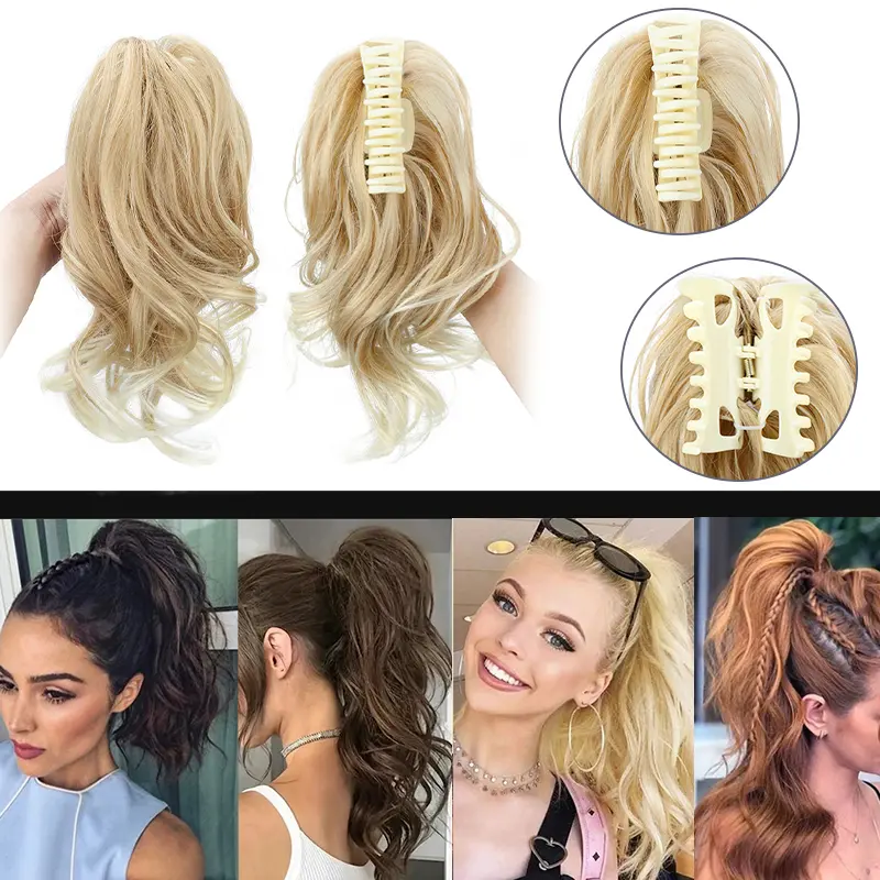 Ponytail Claw Clip Ponytail Extensions Short Curly Ponytail Synthetic Black Brown Blonde Hair Clip for Women Hair Accessories