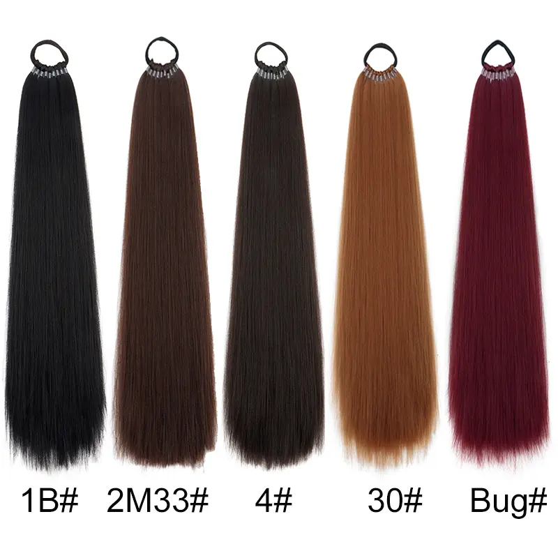 22Inch Long Straight Synthetic Ponytail Hair Extension With Elastic DIY Braid Hairpiece for Women