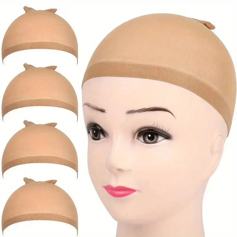 Women'S Wig Cap Fashion Elasticity Hair Nets 2Pcs/Pack Stocking Hair Cap Net Black Beige  Nylon Hair Accessory