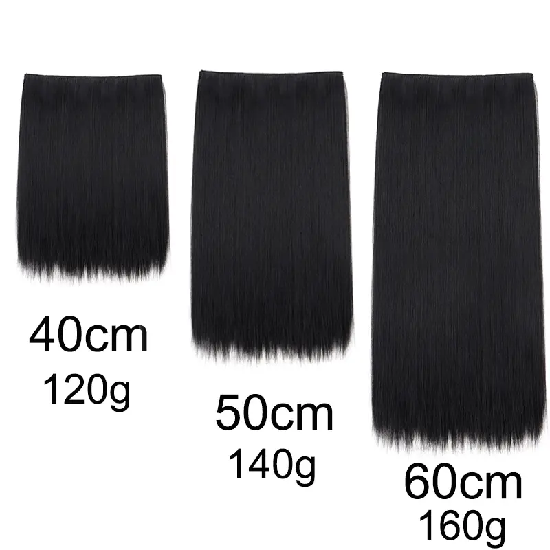 Synthetic 5 Clips One Piece Thicken Hair Extension Long Striaght Hairstyle 16Inch 20Inch 24Inch Black Brown Hairpiece for Women