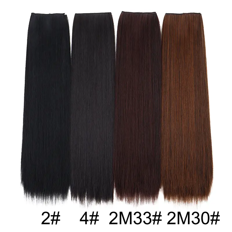 Synthetic 5 Clips One Piece Thicken Hair Extension Long Striaght Hairstyle 16Inch 20Inch 24Inch Black Brown Hairpiece for Women