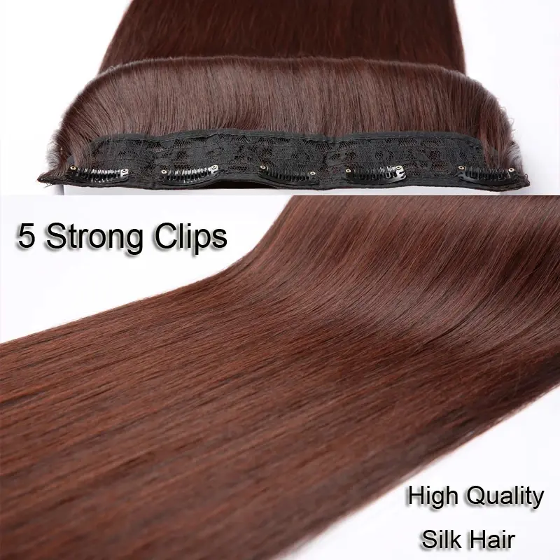 Synthetic 5 Clips One Piece Thicken Hair Extension Long Striaght Hairstyle 16Inch 20Inch 24Inch Black Brown Hairpiece for Women