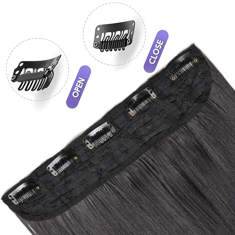 Synthetic 5 Clips One Piece Thicken Hair Extension Long Striaght Hairstyle 16Inch 20Inch 24Inch Black Brown Hairpiece for Women