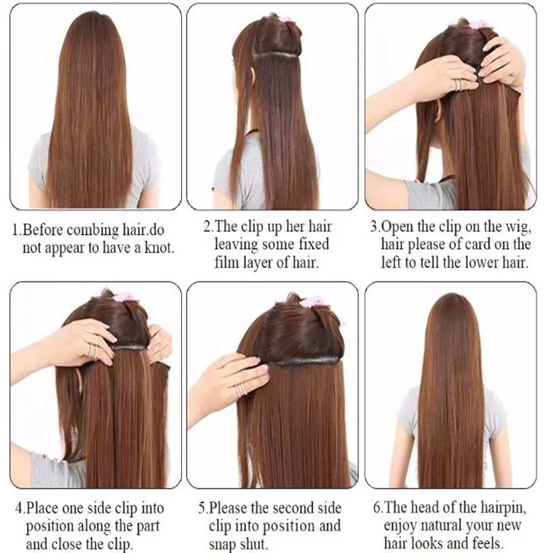 Synthetic 5 Clips One Piece Thicken Hair Extension Long Striaght Hairstyle 16Inch 20Inch 24Inch Black Brown Hairpiece for Women
